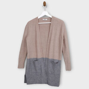 Madewell Cardigan Women XXS Beige Gray Kent Open Colorblock Wool Alpaca Pockets
